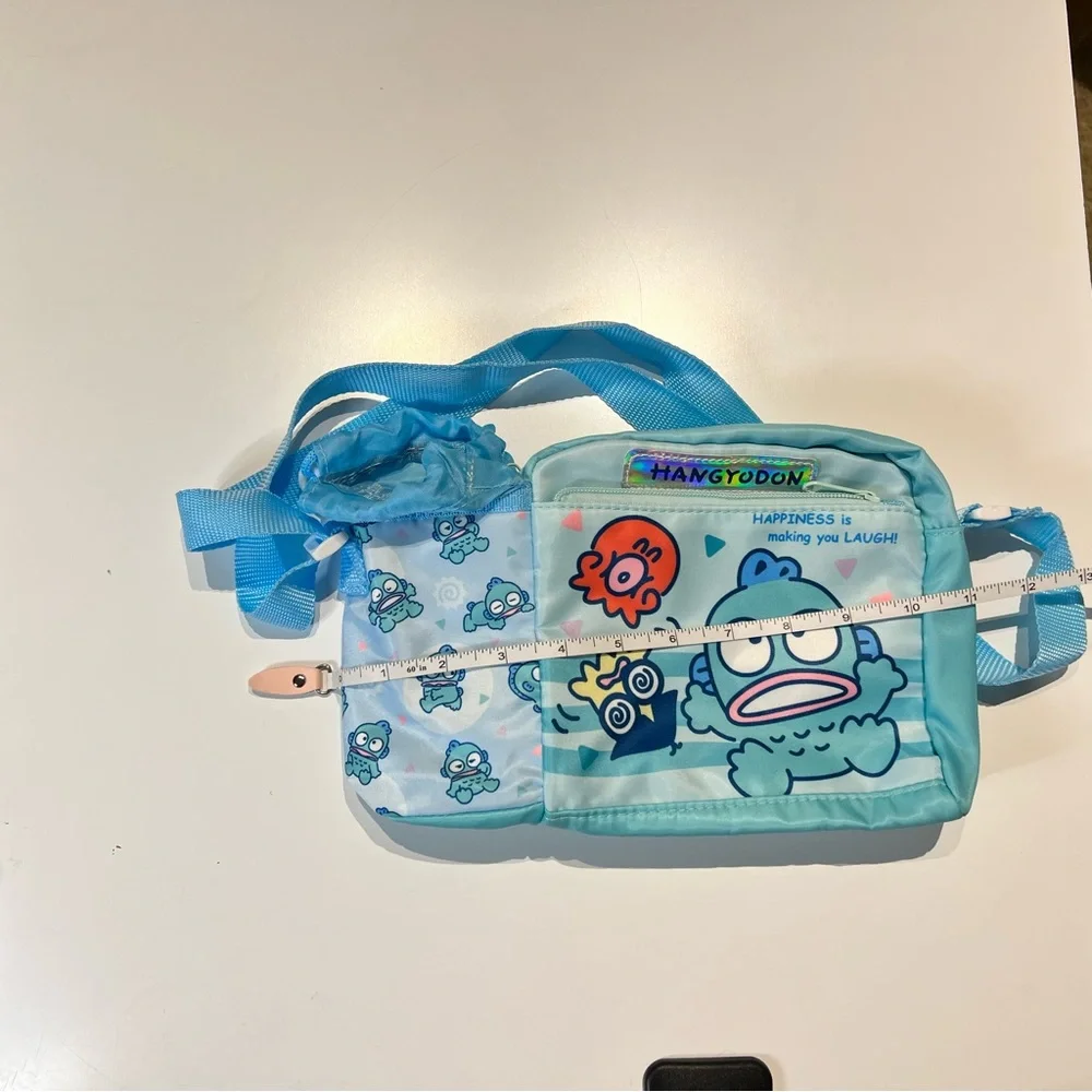 Hangyodon Blue Crossbody Bag with Bottle Holder Insulated